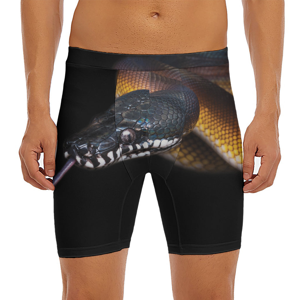 Leiopython Snake Print Men's Long Boxer Briefs
