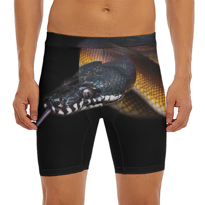 Leiopython Snake Print Men's Long Boxer Briefs