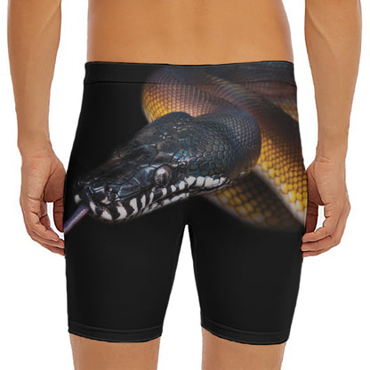 Leiopython Snake Print Men's Long Boxer Briefs