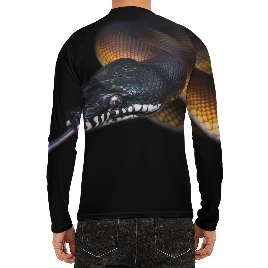 Leiopython Snake Print Men's Long Sleeve Rash Guard