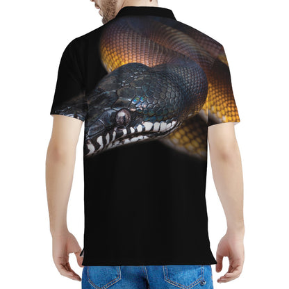 Leiopython Snake Print Men's Polo Shirt