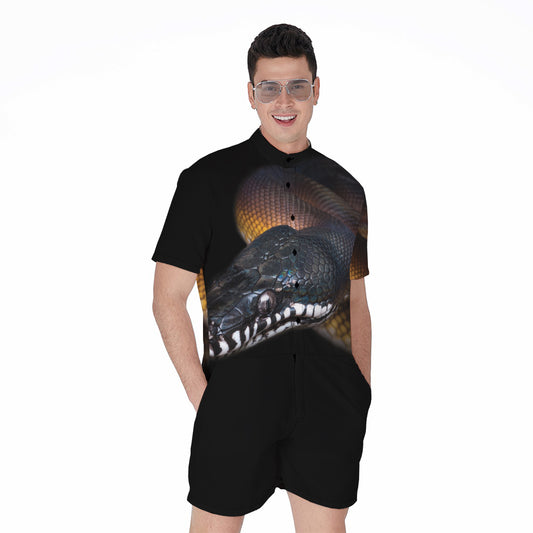 Leiopython Snake Print Men's Rompers