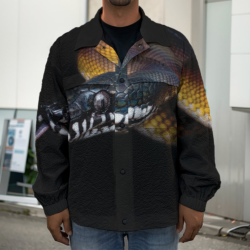 Leiopython Snake Print Men's Shirt Jacket