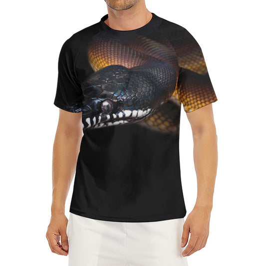 Leiopython Snake Print Men's Short Sleeve Rash Guard