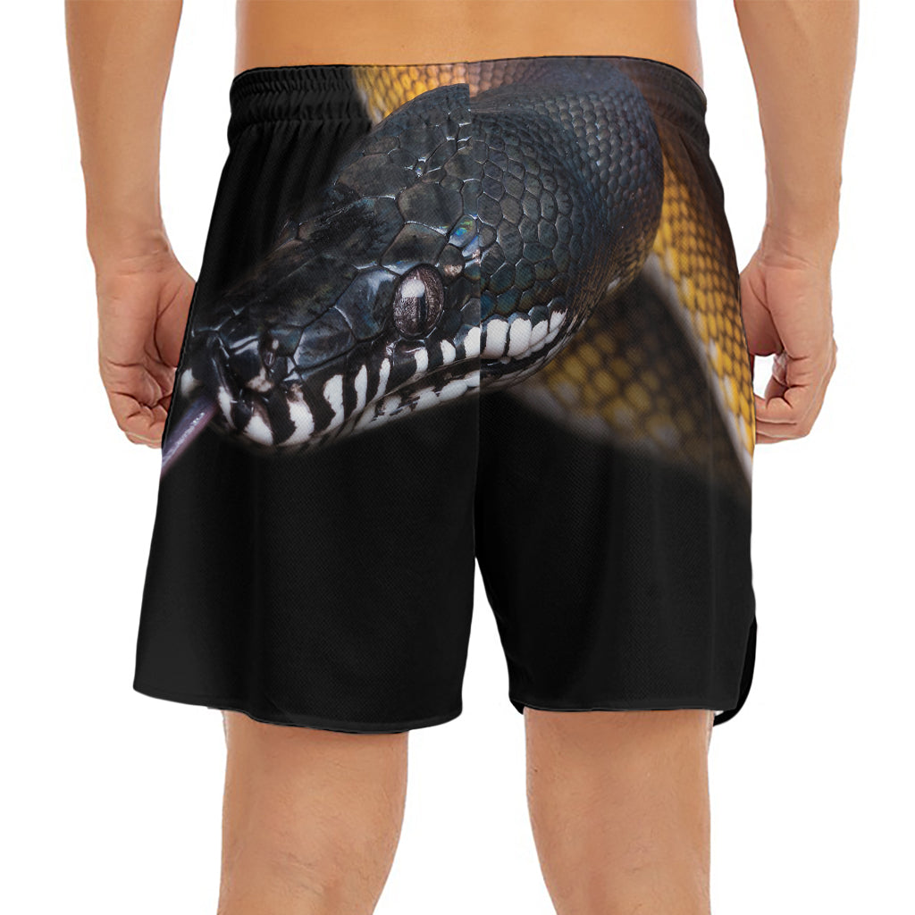Leiopython Snake Print Men's Split Running Shorts
