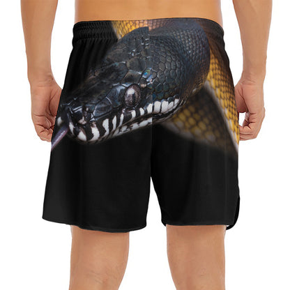 Leiopython Snake Print Men's Split Running Shorts