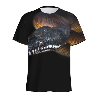 Leiopython Snake Print Men's Sports T-Shirt