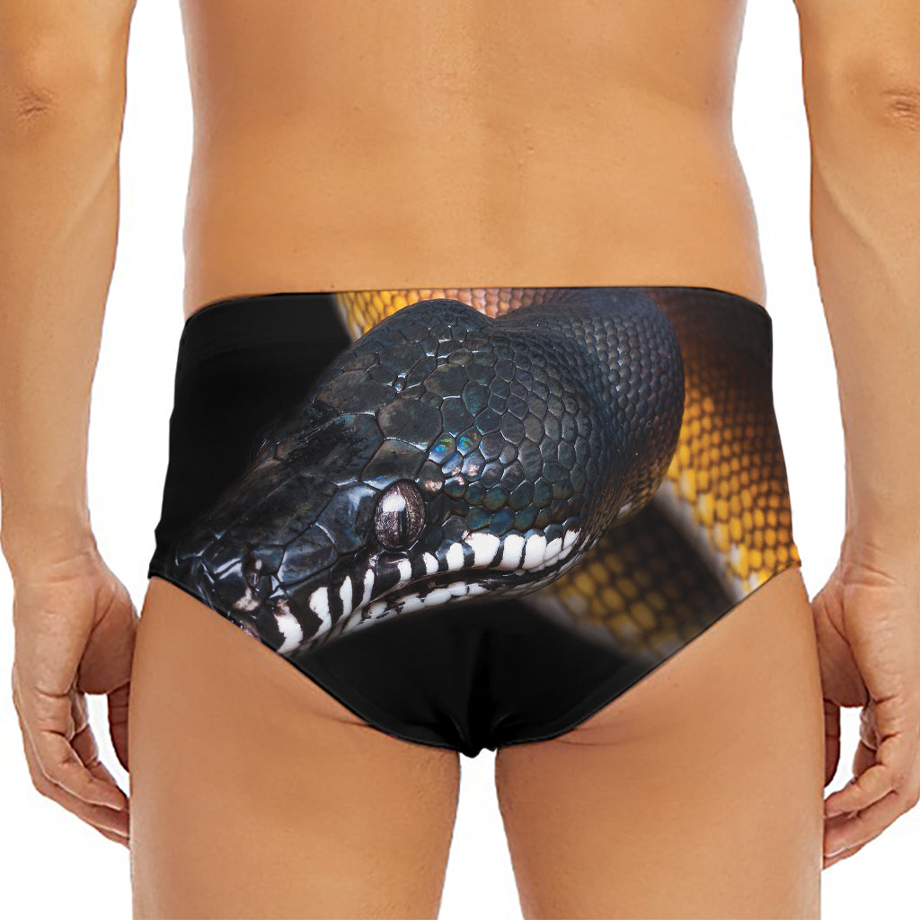 Leiopython Snake Print Men's Triangle Swim Briefs