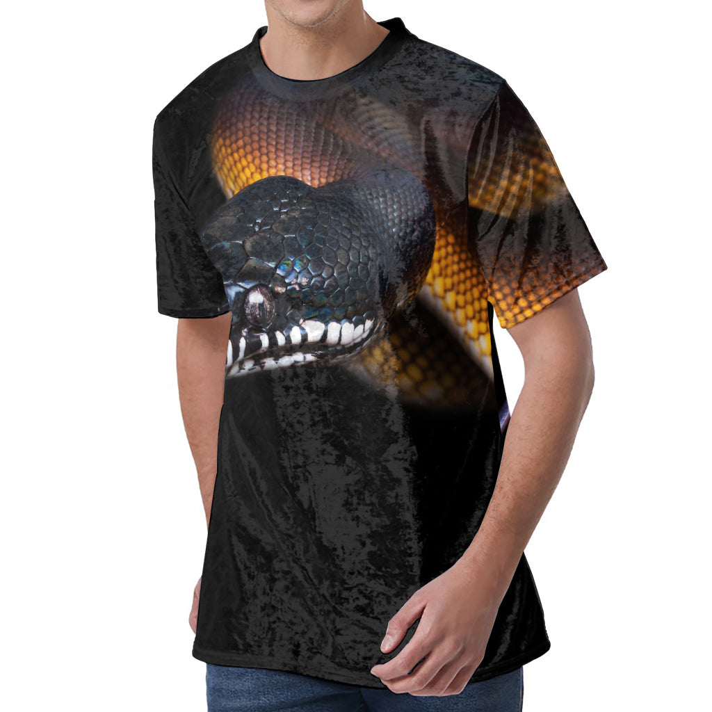 Leiopython Snake Print Men's Velvet T-Shirt