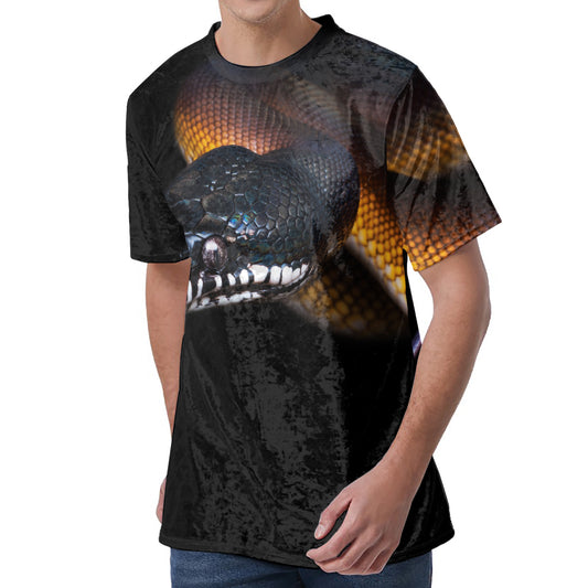 Leiopython Snake Print Men's Velvet T-Shirt