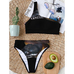 Leiopython Snake Print One Shoulder Bikini Top