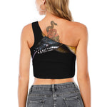 Leiopython Snake Print One Shoulder Crop Top