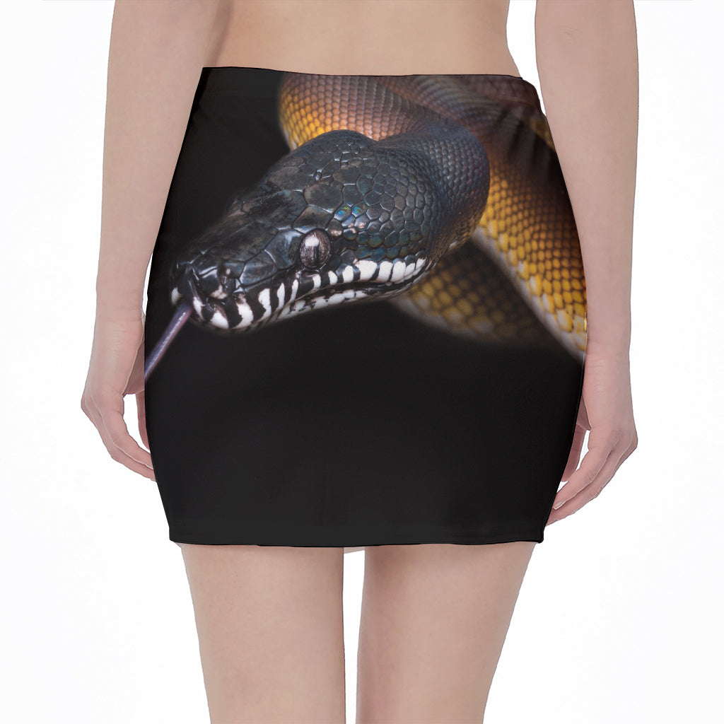 Leiopython Snake Print Pencil Mini Skirt