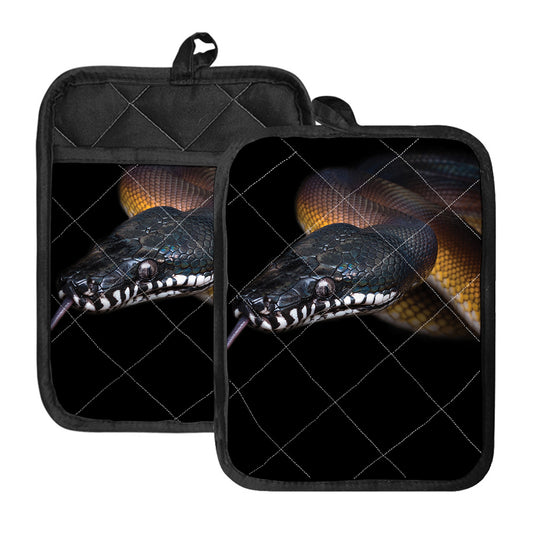 Leiopython Snake Print Pot Holders With Pocket