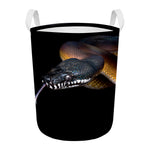 Leiopython Snake Print Round Laundry Basket