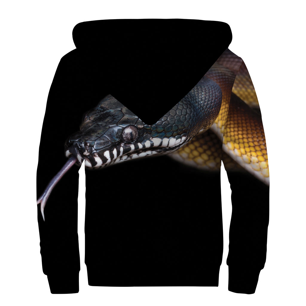 Leiopython Snake Print Sherpa Lined Zip Up Hoodie