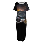 Leiopython Snake Print Short Sleeve Long Nightdress
