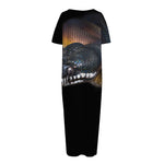 Leiopython Snake Print Short Sleeve Long Nightdress