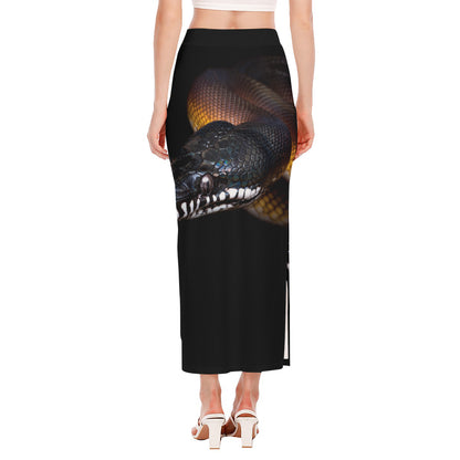 Leiopython Snake Print Side Slit Maxi Skirt