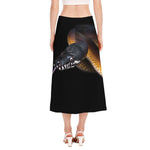 Leiopython Snake Print Side Slit Midi Skirt