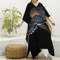 Leiopython Snake Print Silk V-Neck Kaftan Dress