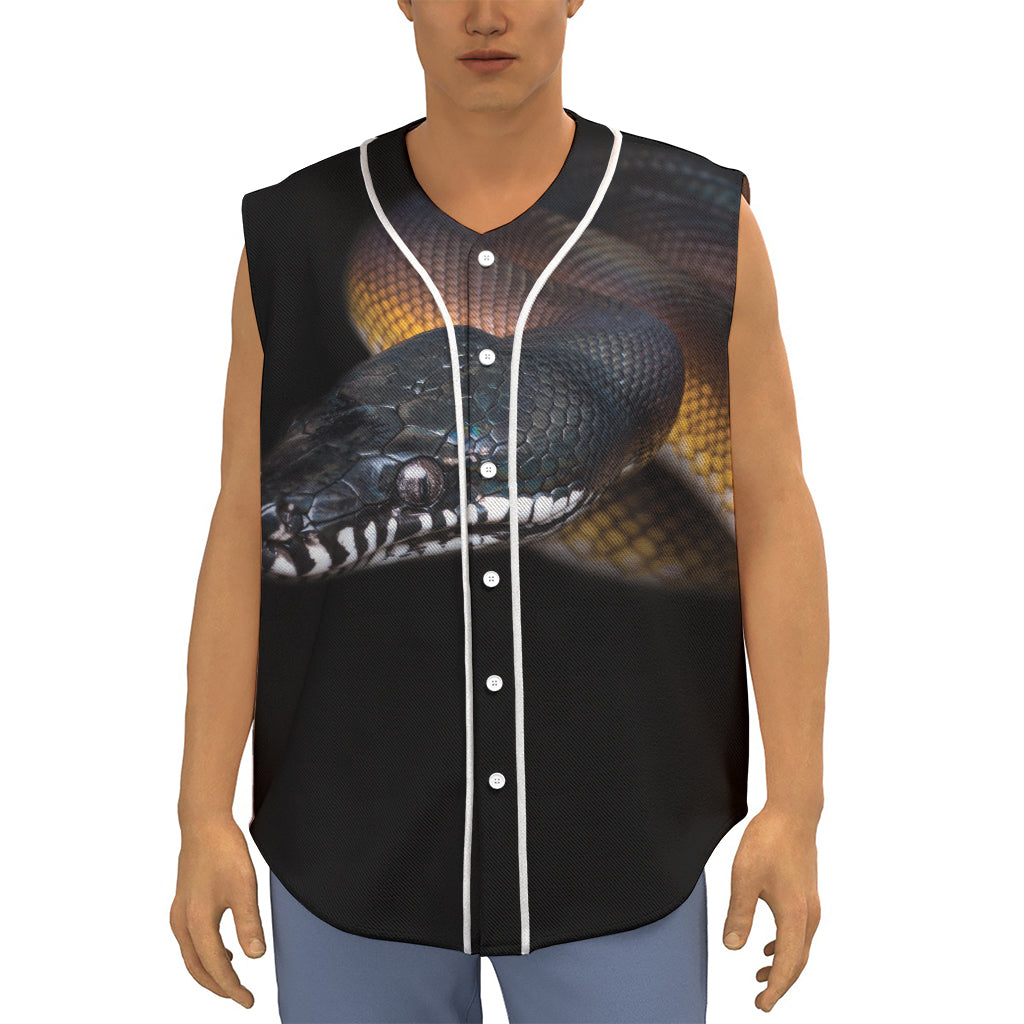 Leiopython Snake Print Sleeveless Baseball Jersey