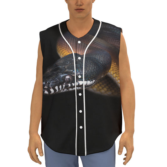 Leiopython Snake Print Sleeveless Baseball Jersey