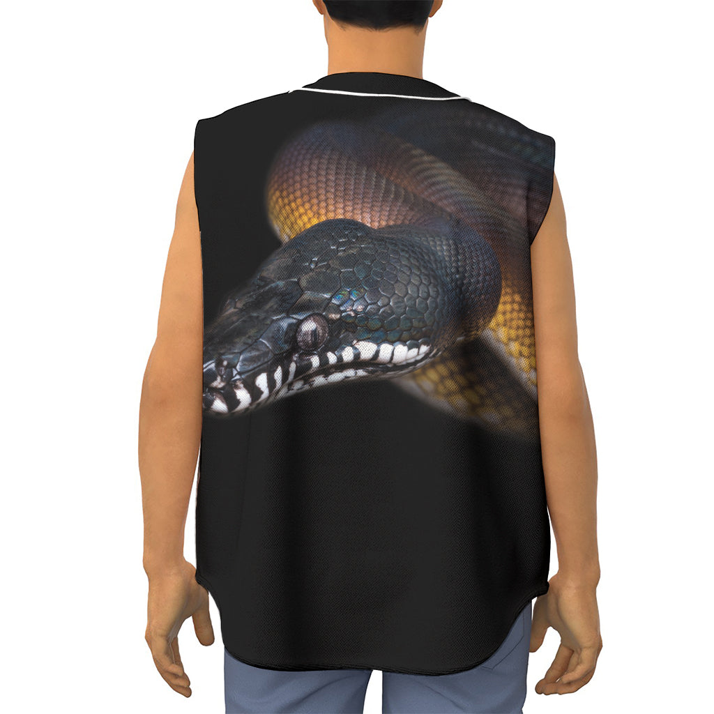 Leiopython Snake Print Sleeveless Baseball Jersey
