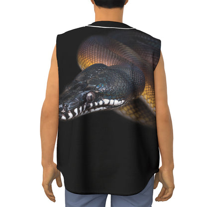 Leiopython Snake Print Sleeveless Baseball Jersey