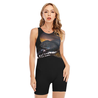 Leiopython Snake Print Sleeveless One Piece Swimsuit