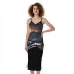 Leiopython Snake Print Slim Fit Midi Cami Dress