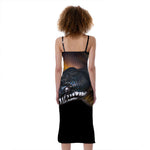 Leiopython Snake Print Slim Fit Midi Cami Dress