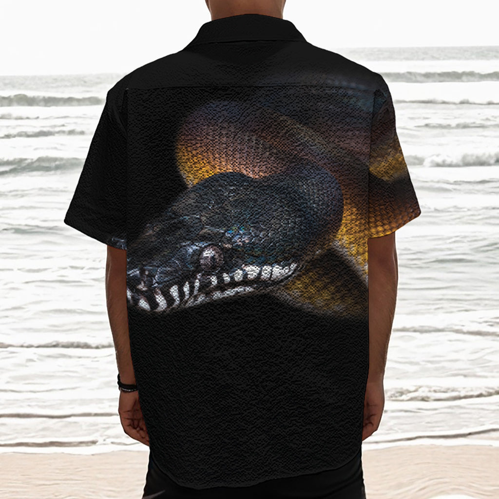 Leiopython Snake Print Textured Short Sleeve Shirt