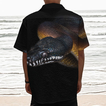 Leiopython Snake Print Textured Short Sleeve Shirt