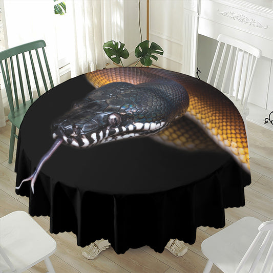 Leiopython Snake Print Waterproof Round Tablecloth