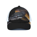 Leiopython Snake Print White Mesh Trucker Cap