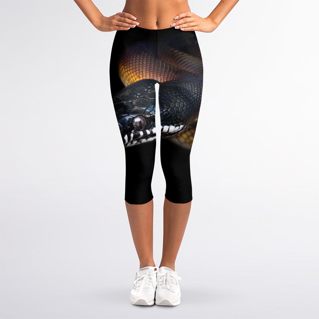 Leiopython Snake Print Women's Capri Leggings
