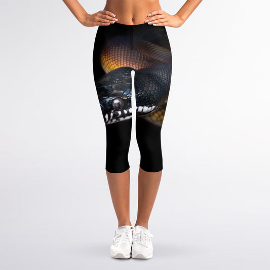 Leiopython Snake Print Women's Capri Leggings