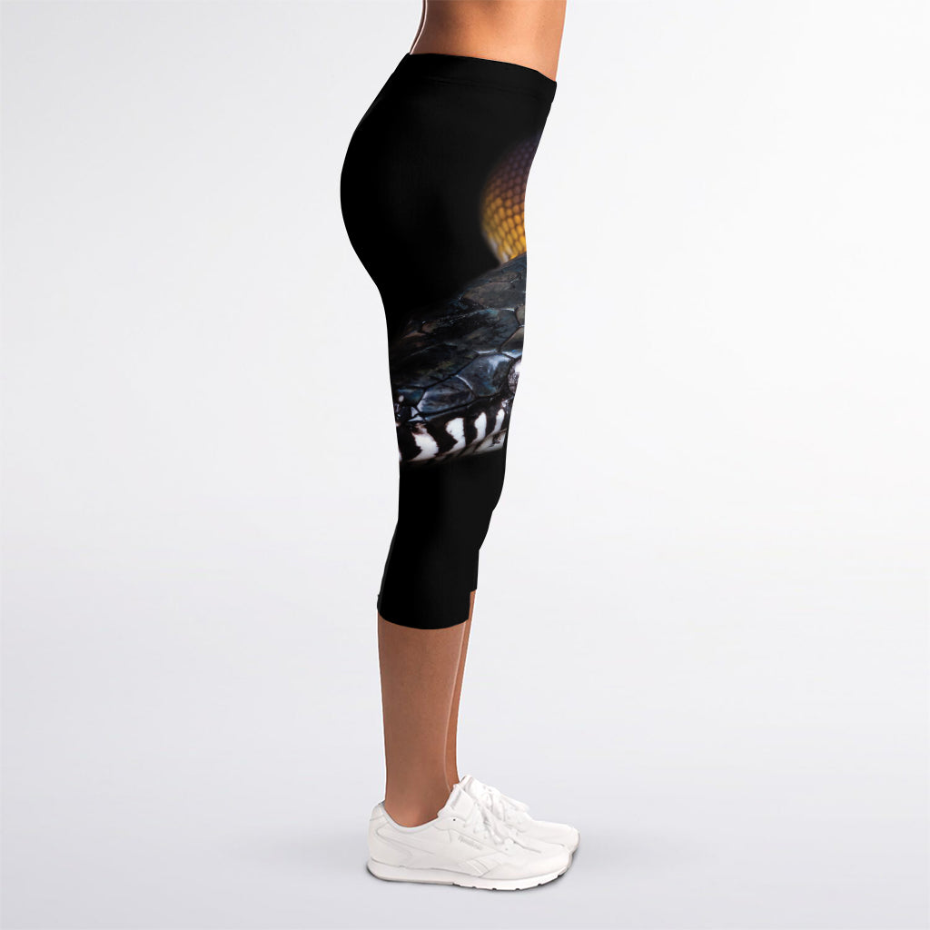 Leiopython Snake Print Women's Capri Leggings