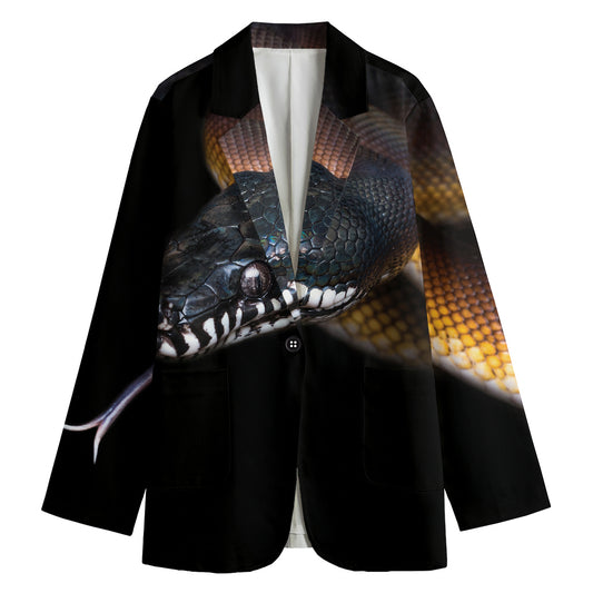 Leiopython Snake Print Women's Cotton Blazer