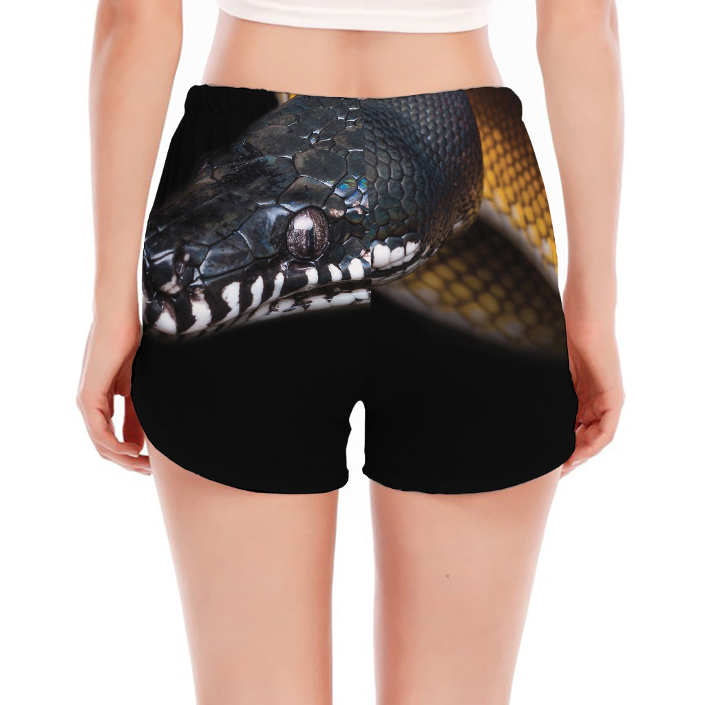 Leiopython Snake Print Women's Split Running Shorts