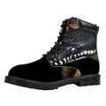 Leiopython Snake Print Padded Collar Lace Up Boots