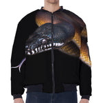 Leiopython Snake Print Zip Sleeve Bomber Jacket