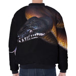 Leiopython Snake Print Zip Sleeve Bomber Jacket