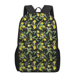 Lemon And Flower Pattern Print 17 Inch Backpack