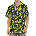 Lemon And Flower Pattern Print Aloha Shirt