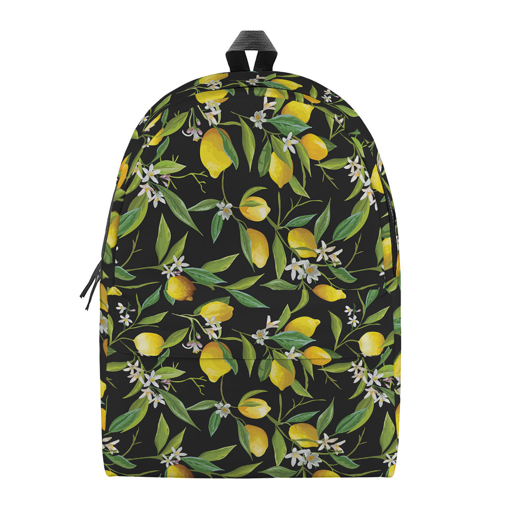 Lemon And Flower Pattern Print Backpack