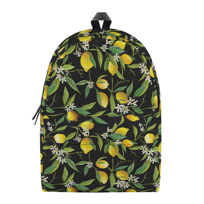 Lemon And Flower Pattern Print Backpack