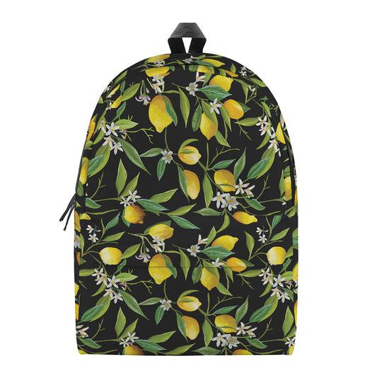 Lemon And Flower Pattern Print Backpack