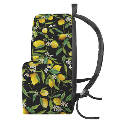 Lemon And Flower Pattern Print Backpack